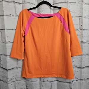 Gretchen Scott Designs Bright Orange and Pink Top Size S